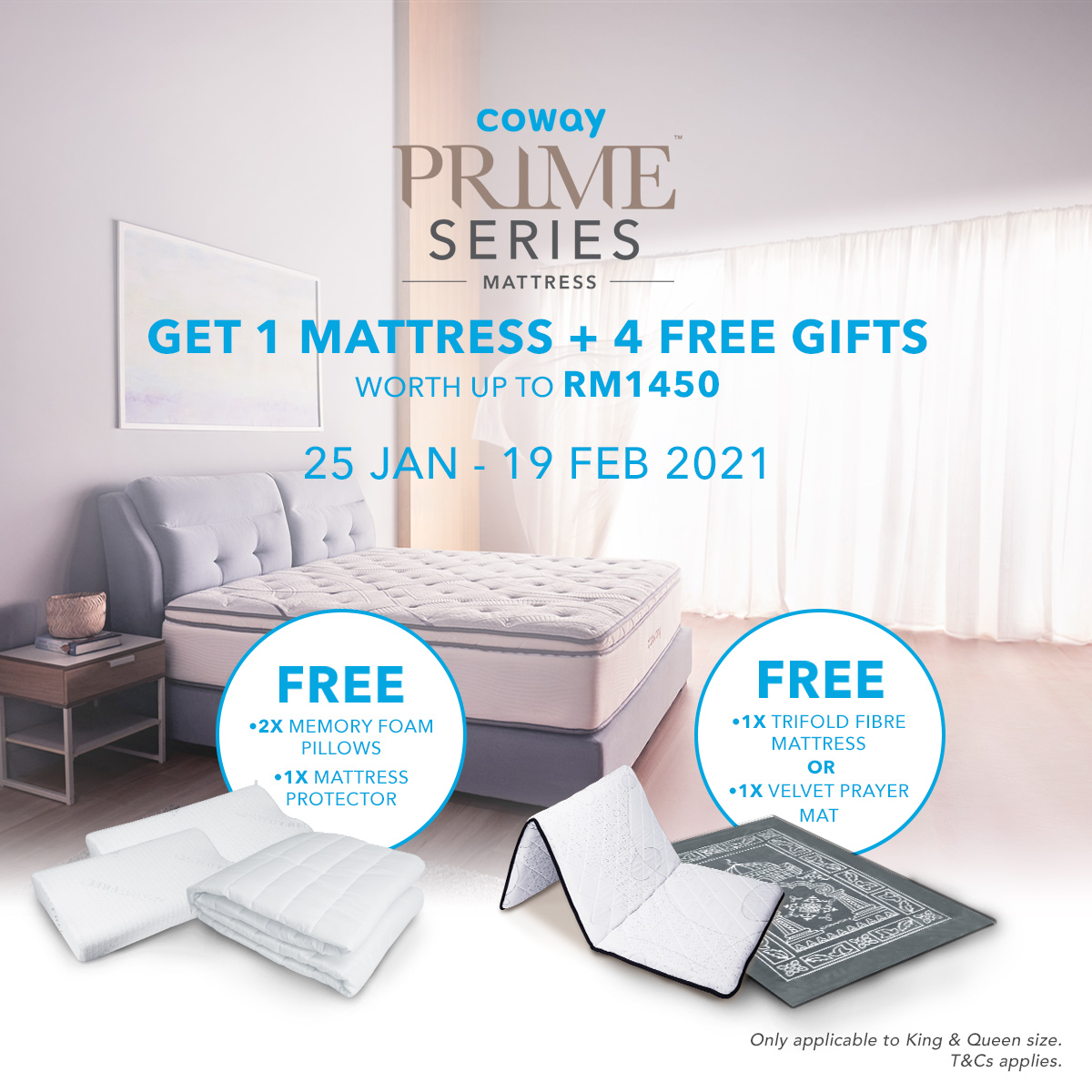 Coway 2021 Prime Series Promotion - Get 1 Mattress + 4 Free Gifts