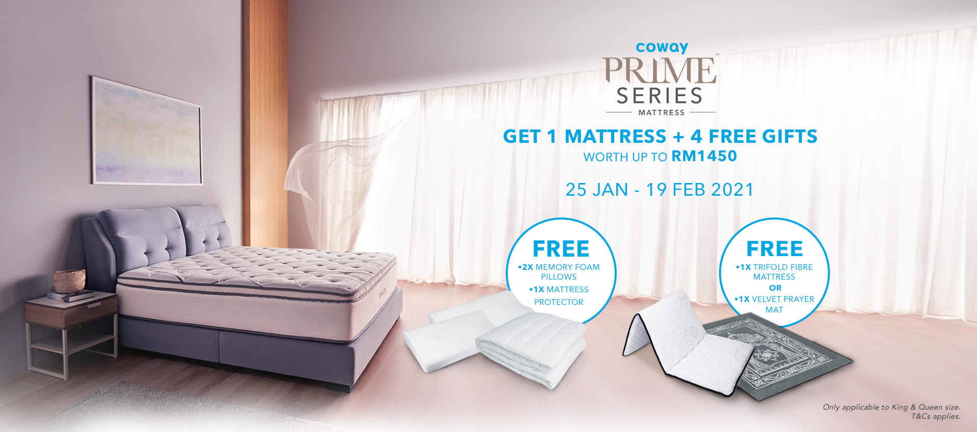 Coway 2021 Prime Series Promotion - Get 1 Mattress + 4 Free Gifts