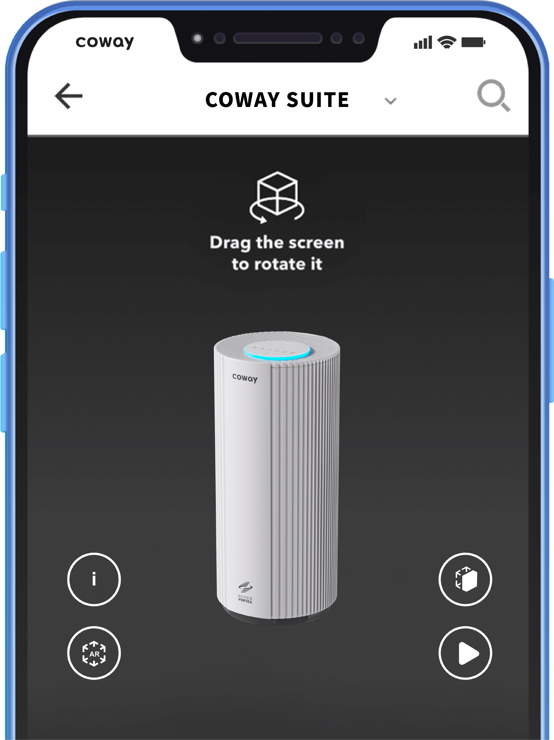 A Screenshot Of The Coway AR App On A Mobile Phone - Coway Studio