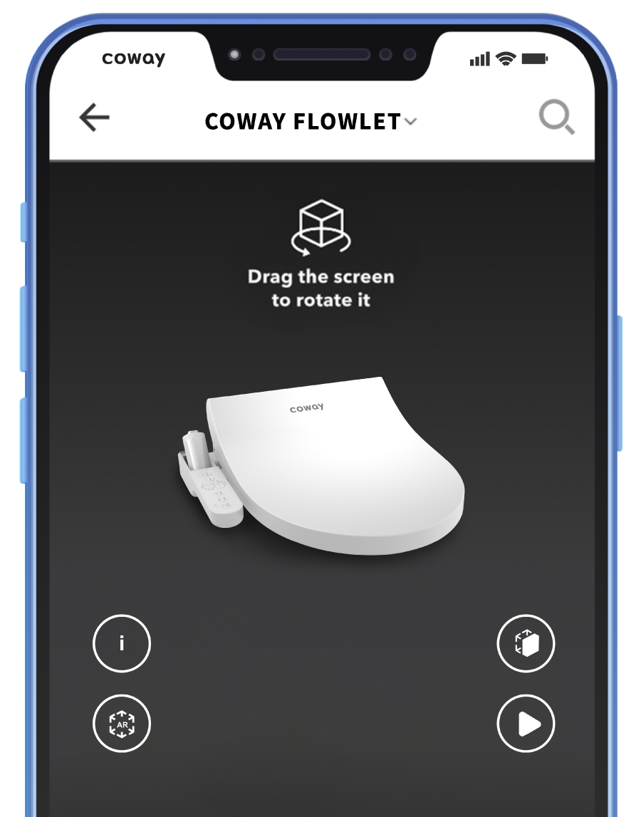 A Screenshot Of The Coway AR App On A Mobile Phone - Coway Flowlet Battery Bidet