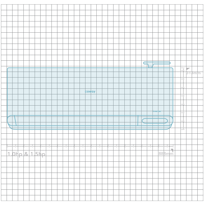 Coway Air Conditioner - Indoor Unit Size, Spec and Dimension
