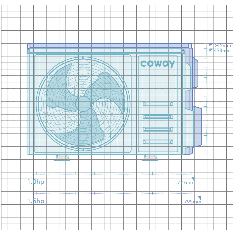 Coway Air Conditioner - Outdoor Unit Size, Spec and Dimension