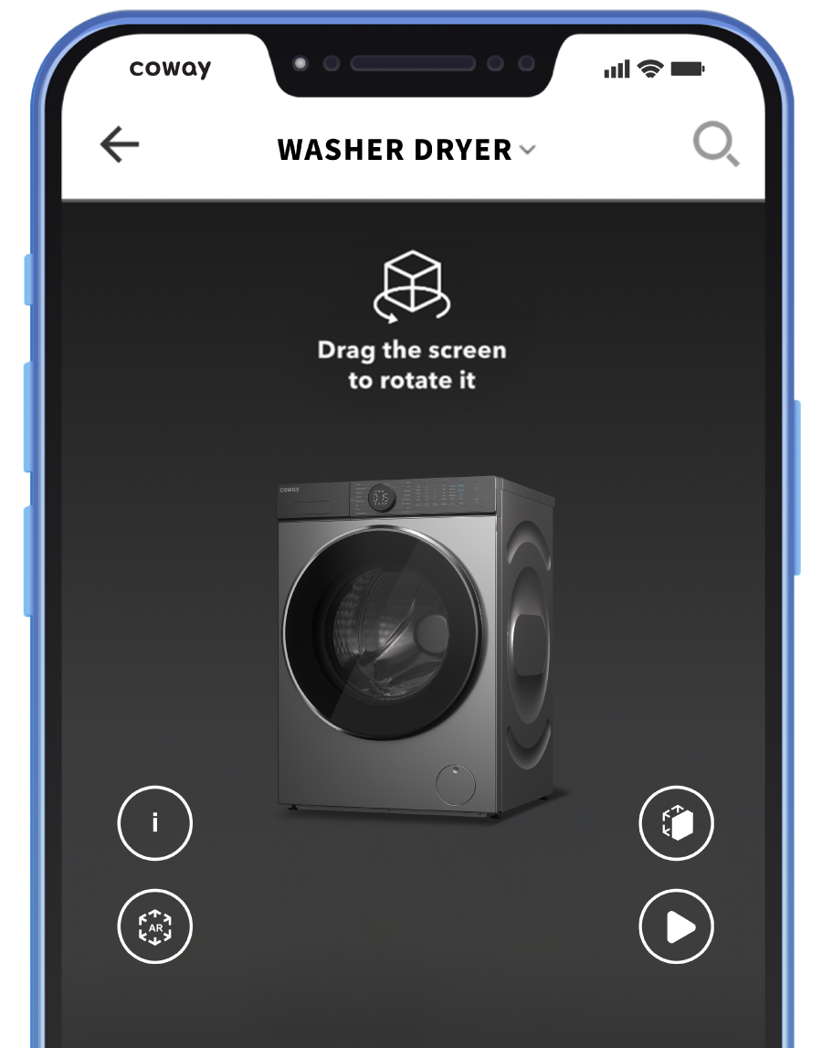 A Screenshot Of The Coway AR App On A Mobile Phone - Coway Washer Dryer