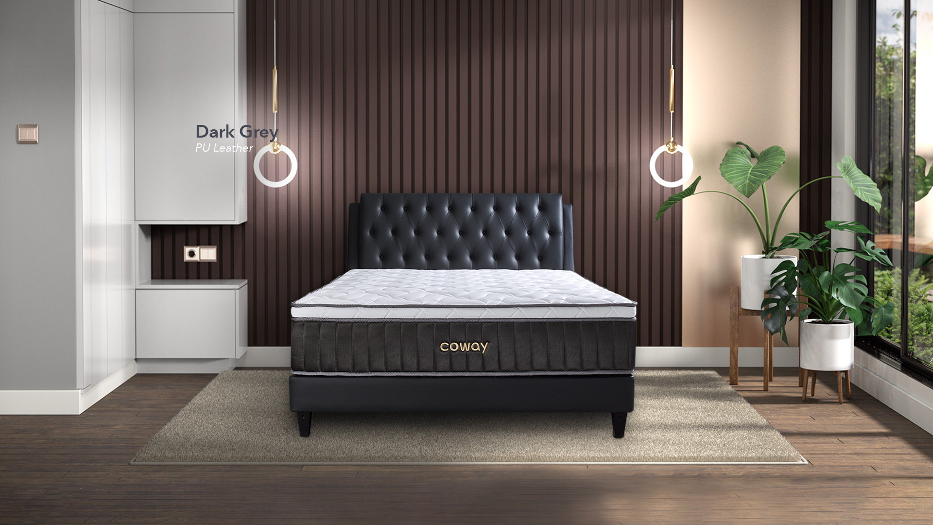 Coway Prime II Series Premium Mattress With Dark Grey Bed Frame
