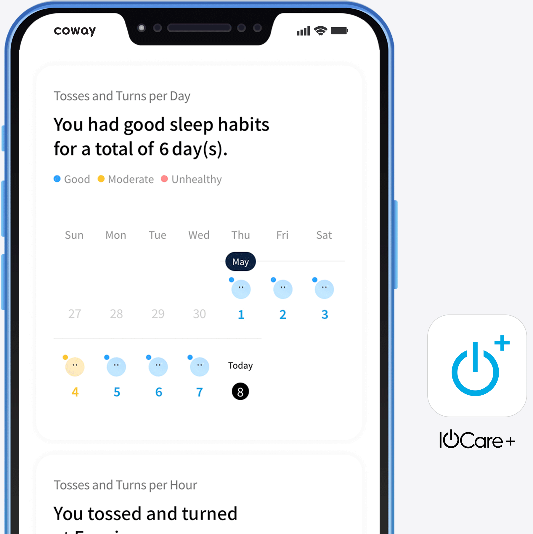A Screenshot Of The Coway IoCare+ App - Coway Smart Mattress