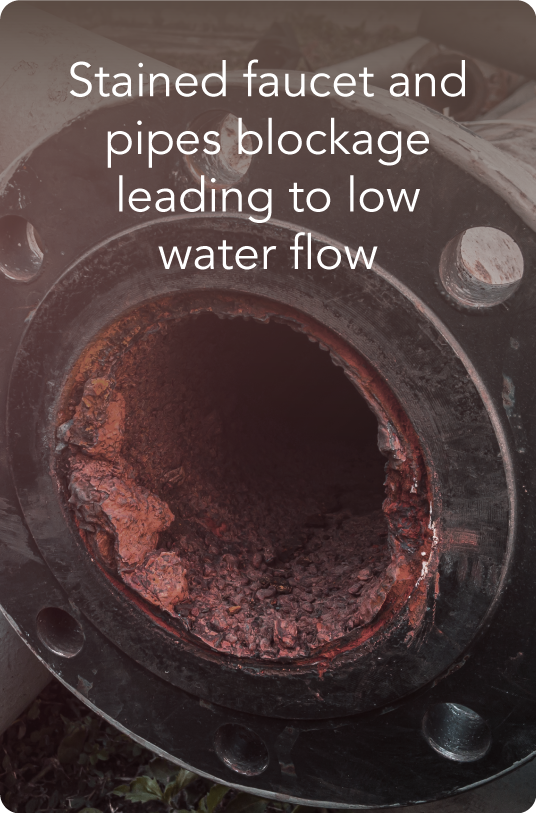 Stained Faucet And Pipes Blockage Leading To Low Water Flow - Coway Outdoor Filter