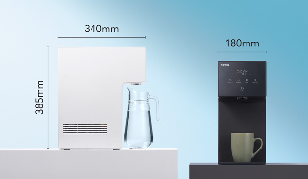 Dazzie water purifier with porcelain white and pebble gray that sleekly complement household aesthetics | Coway Malaysia