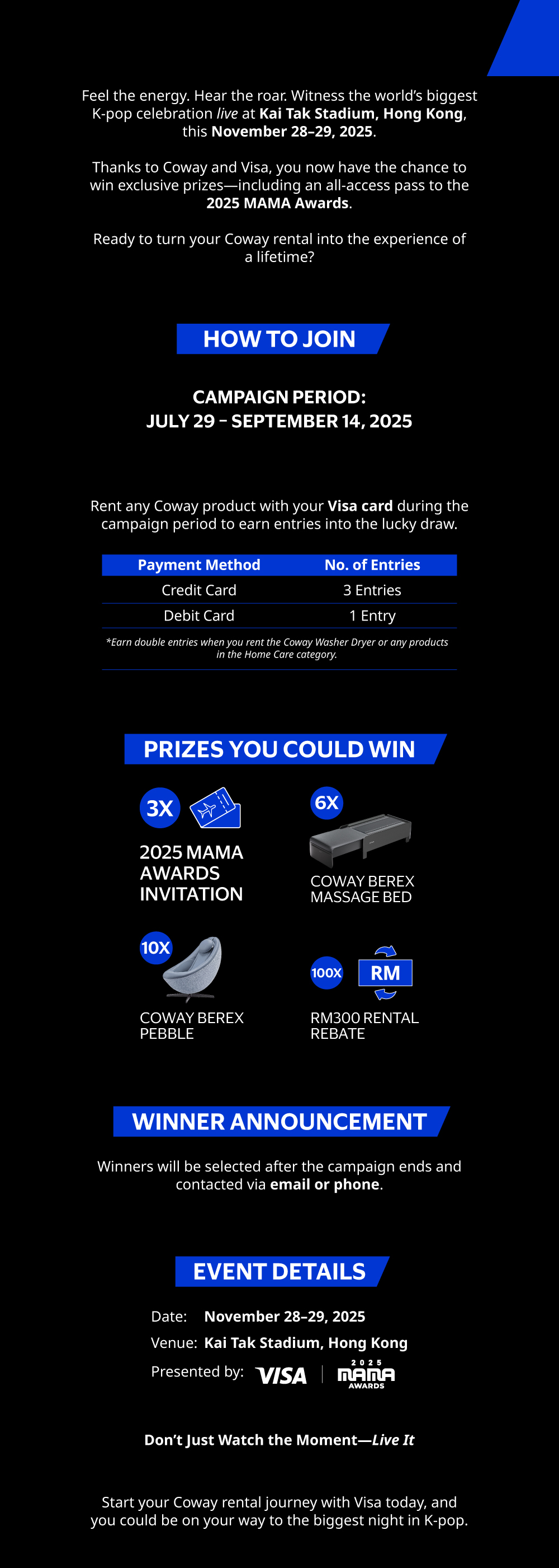 Coway x Visa Campaign Details – Your Ticket to the 2025 MAMA Awards